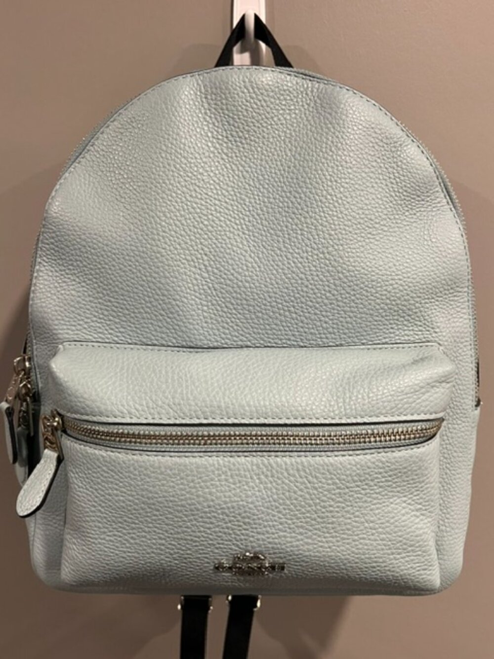 Coach Light Blue Pebble Leather Medium Charlie Backpack 30550